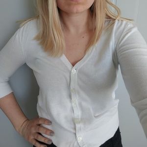 Gap White Spring Button Up Cardigan Sz Medium